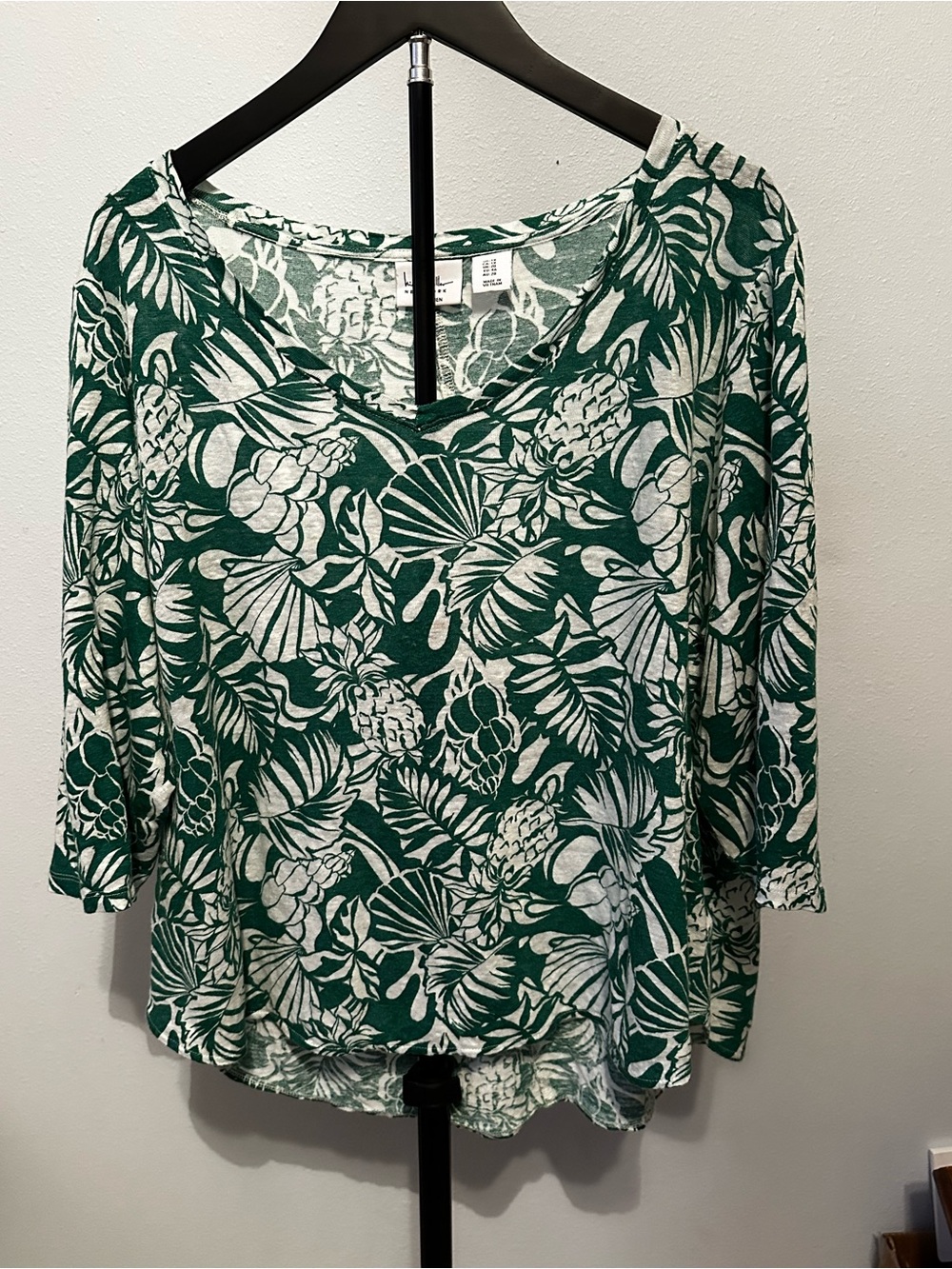 Nicole Miller 100% Linen V-Neck Top 1X